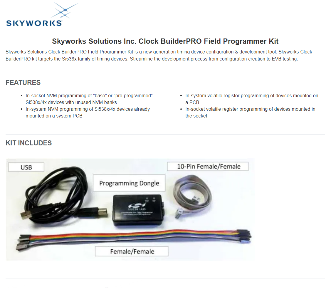 CBPROG-DONGLE Skyworks 烧录器Si534x Si538x ClockBuild - 深圳凌微特电子有限公司